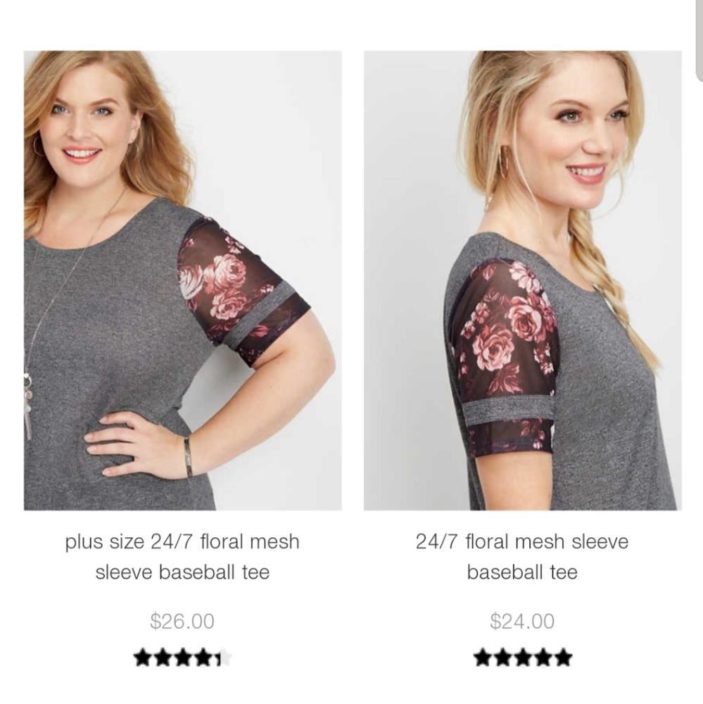 Maurices size 2 floral mesh sleeve tee